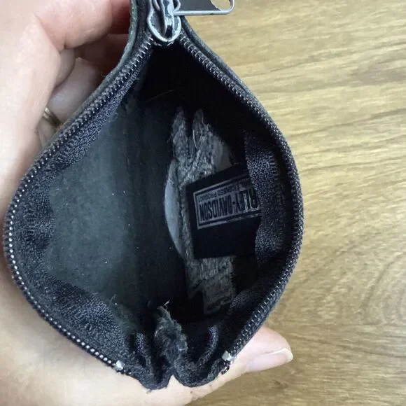 Harley Davidson Genuine Leather Black Small Coin Pouch Zip Embroidered Biker - Picture 5 of 8